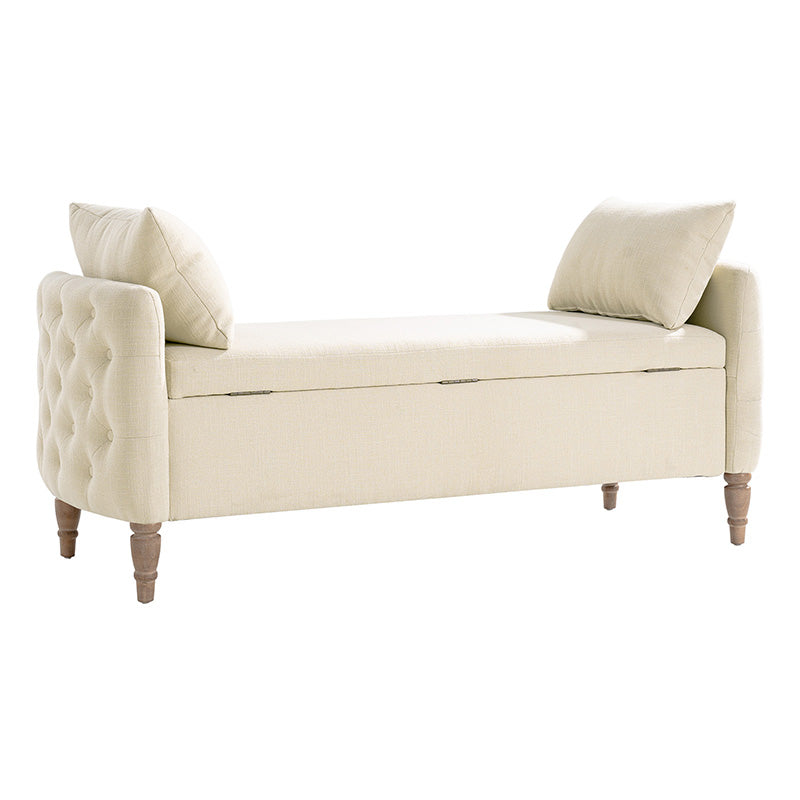 Octavia Upholstered Storage Bench with Turned Wood Legs