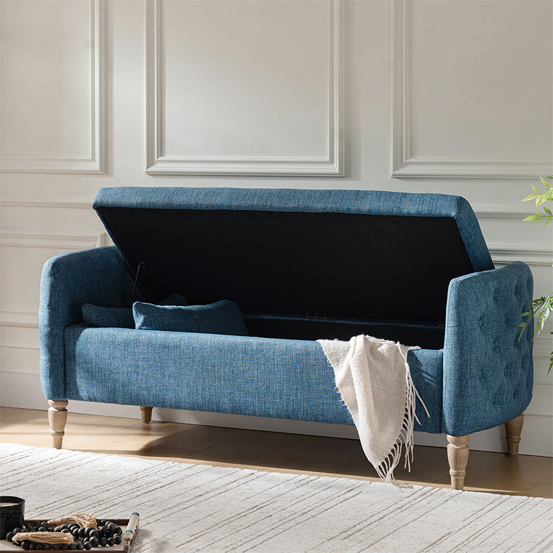 Octavia Upholstered Storage Bench with Turned Wood Legs
