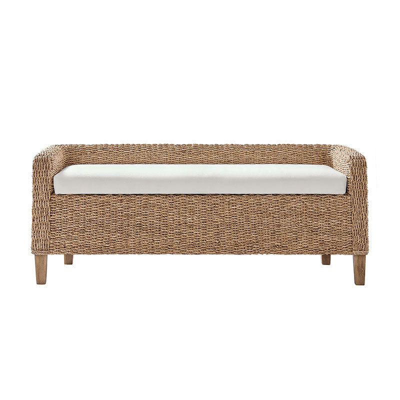 Candela Rattan Bench with Storage and Cream Cushion