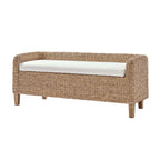 Candela Rattan Bench with Storage and Cream Cushion