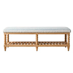 Felipa Farmhouse Rustic Wood Bench with Upholstered Seat and Storage Shelf