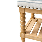 Felipa Farmhouse Rustic Wood Bench with Upholstered Seat and Storage Shelf