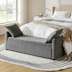 Benito 59.4 Wide End of Bed Storage Couch Bench with Two Throw Pillows
