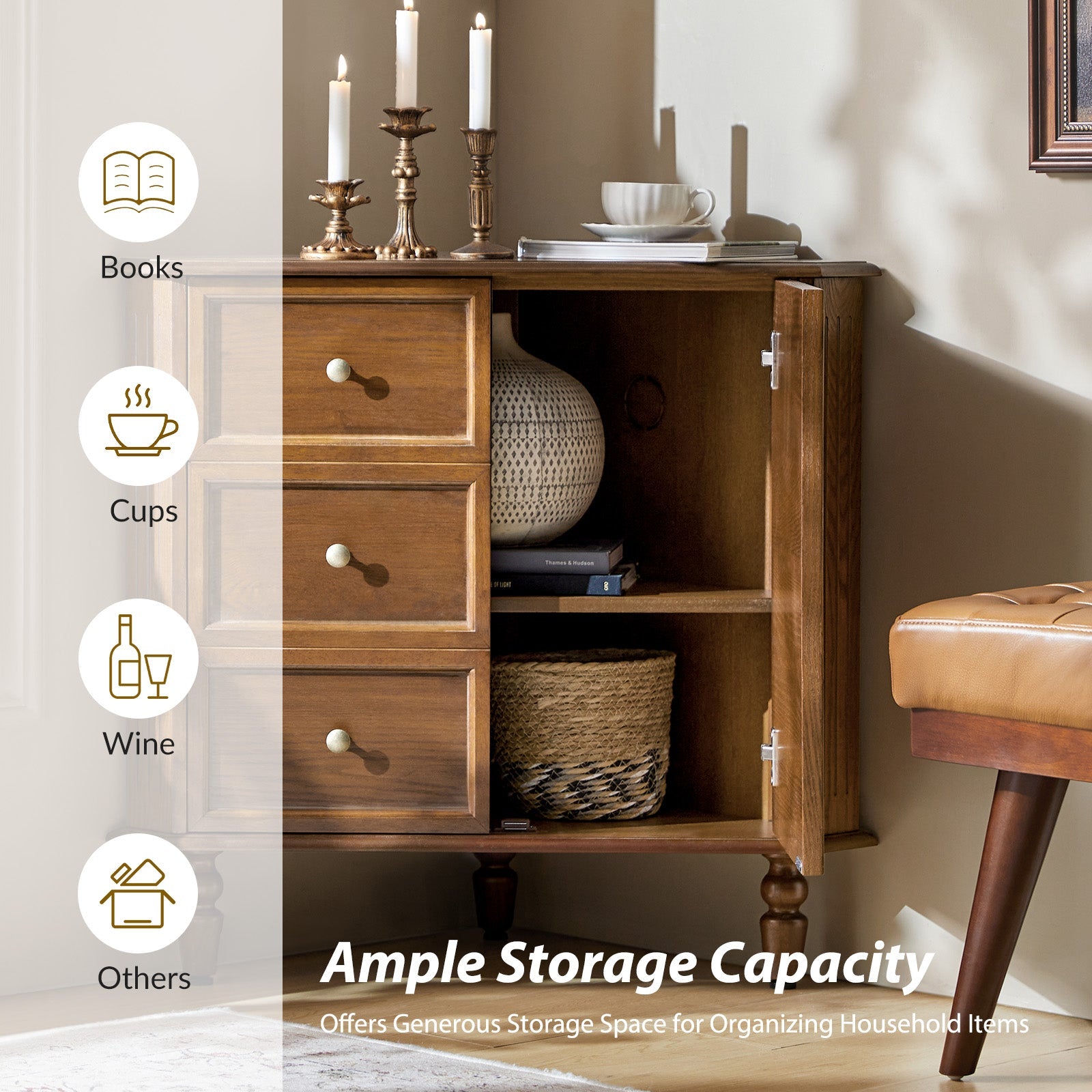 Belle Multifunctional Corner Storage Cabinet