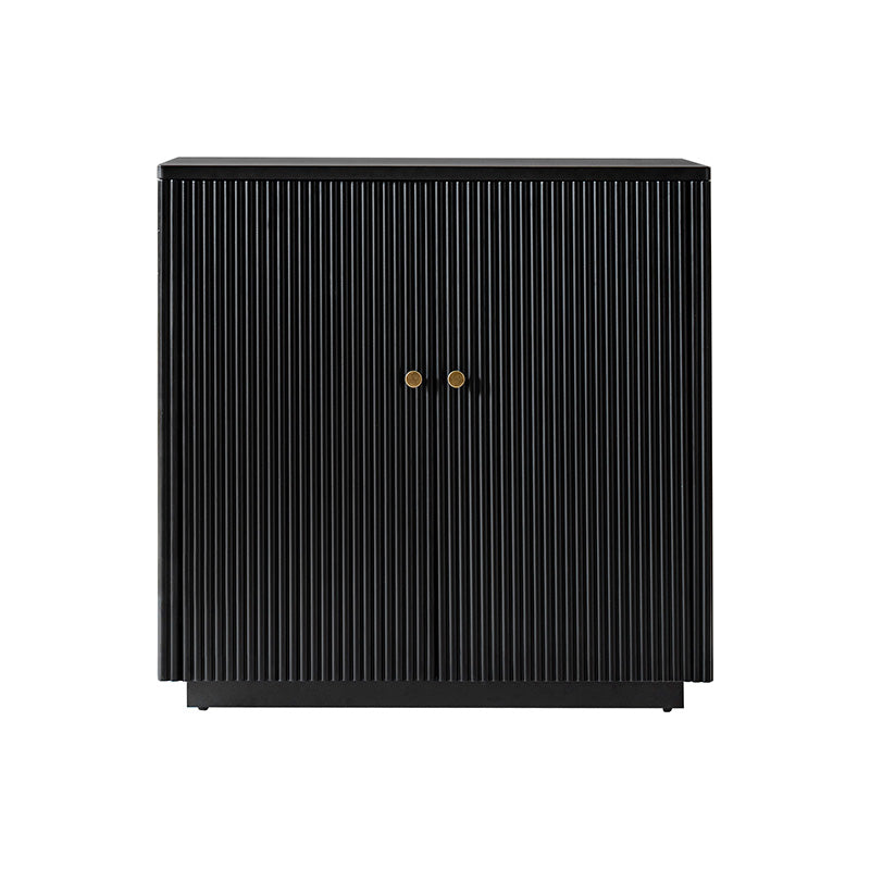 Modern Fluted Solid Wood 32 Tall 2 Door Accent Cabinet with Cable Management & Adjustable Shelf