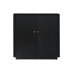 Modern Fluted Solid Wood 32 Tall 2 Door Accent Cabinet with Cable Management & Adjustable Shelf