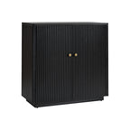 Modern Fluted Solid Wood 32 Tall 2 Door Accent Cabinet with Cable Management & Adjustable Shelf