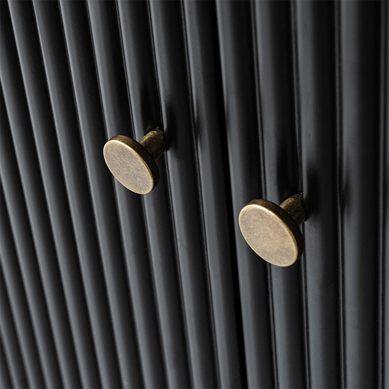 Modern Fluted Solid Wood 32 Tall 2 Door Accent Cabinet with Cable Management & Adjustable Shelf