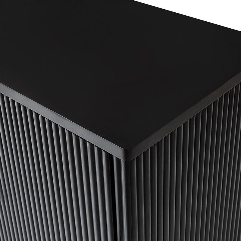 Modern Fluted Solid Wood 32 Tall 2 Door Accent Cabinet with Cable Management & Adjustable Shelf