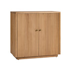 Modern Fluted Solid Wood 32 Tall 2 Door Accent Cabinet with Cable Management & Adjustable Shelf