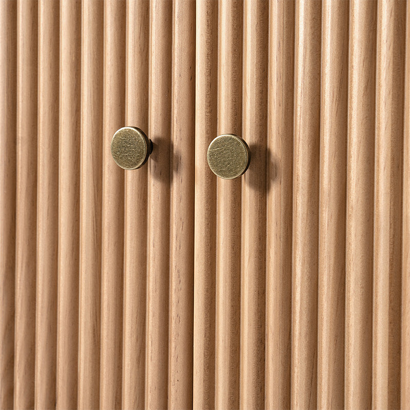 Modern Fluted Solid Wood 32 Tall 2 Door Accent Cabinet with Cable Management & Adjustable Shelf