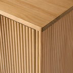 Modern Fluted Solid Wood 32 Tall 2 Door Accent Cabinet with Cable Management & Adjustable Shelf