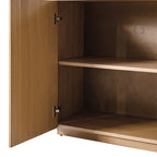 Modern Fluted Solid Wood 32 Tall 2 Door Accent Cabinet with Cable Management & Adjustable Shelf