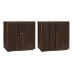 Modern Fluted Solid Wood 32 Tall 2 Door Accent Cabinet with Cable Management & Adjustable Shelf