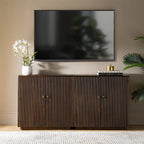 Modern Fluted Solid Wood 32 Tall 2 Door Accent Cabinet with Cable Management & Adjustable Shelf