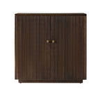 Modern Fluted Solid Wood 32 Tall 2 Door Accent Cabinet with Cable Management & Adjustable Shelf