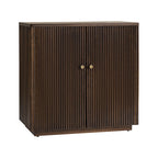 Modern Fluted Solid Wood 32 Tall 2 Door Accent Cabinet with Cable Management & Adjustable Shelf
