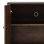 Modern Fluted Solid Wood 32 Tall 2 Door Accent Cabinet with Cable Management & Adjustable Shelf