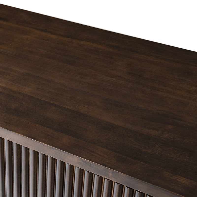 Modern Fluted Solid Wood 32 Tall 2 Door Accent Cabinet with Cable Management & Adjustable Shelf