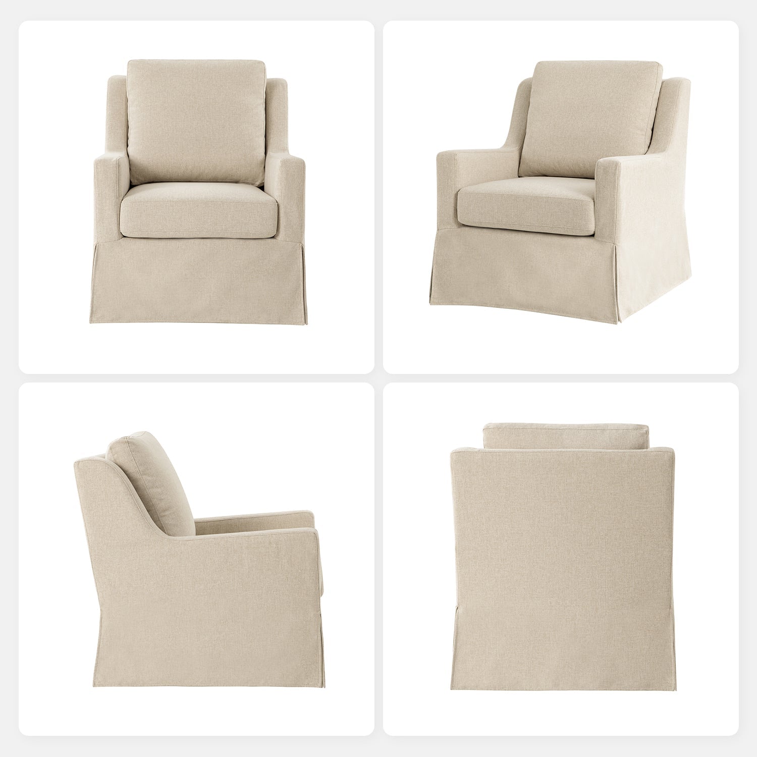 Stanley Glider Slipcovered Swivel Chair with Slope Arm(Optional Types)