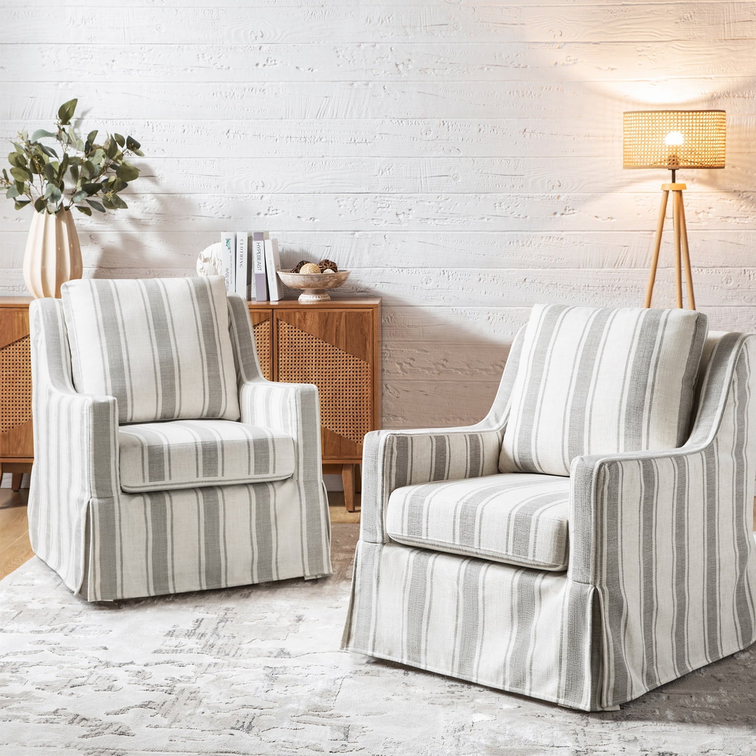 Stanley Glider Slipcovered Swivel Chair with Slope Arm(Optional Types)