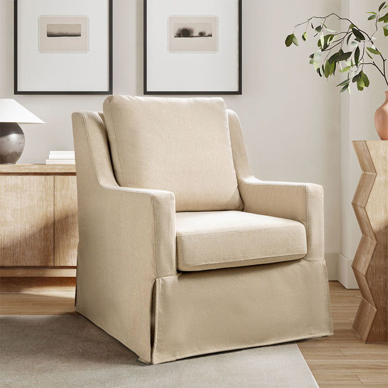 Stanley Glider Slipcovered Swivel Chair with Slope Arm(Optional Types)