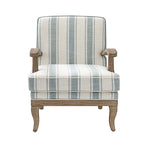 Randolph Romantic Upholstered Stripes Armchair with Solid Wood Armrests