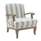 Randolph Romantic Upholstered Stripes Armchair with Solid Wood Armrests