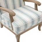 Randolph Romantic Upholstered Stripes Armchair with Solid Wood Armrests