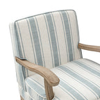 Randolph Romantic Upholstered Stripes Armchair with Solid Wood Armrests