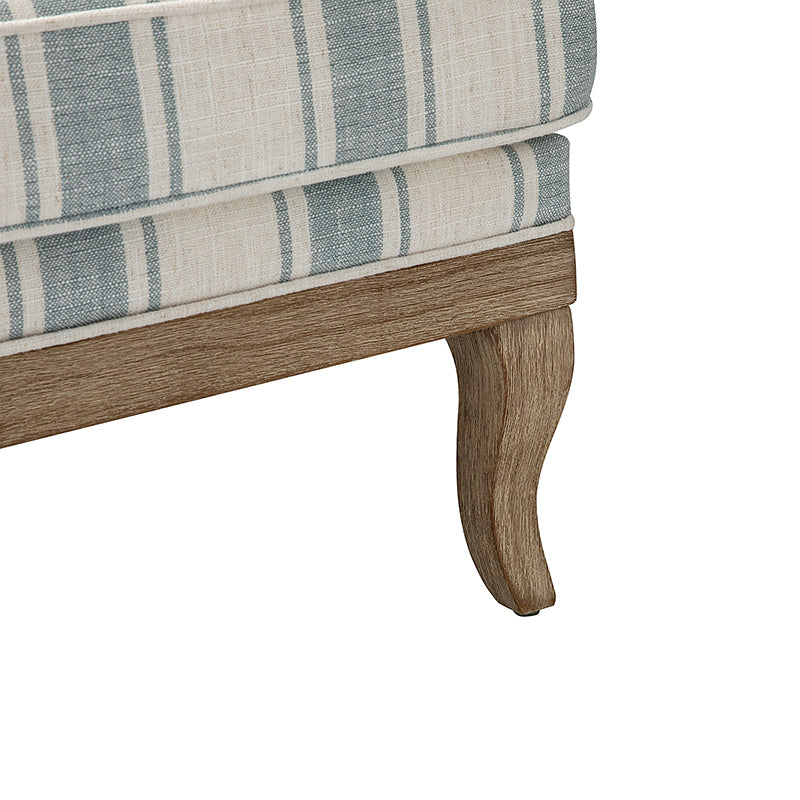 Randolph Romantic Upholstered Stripes Armchair with Solid Wood Armrests
