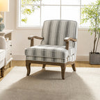Randolph Romantic Upholstered Stripes Armchair with Solid Wood Armrests