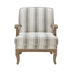 Randolph Romantic Upholstered Stripes Armchair with Solid Wood Armrests