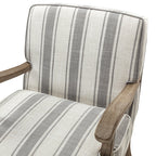 Randolph Romantic Upholstered Stripes Armchair with Solid Wood Armrests