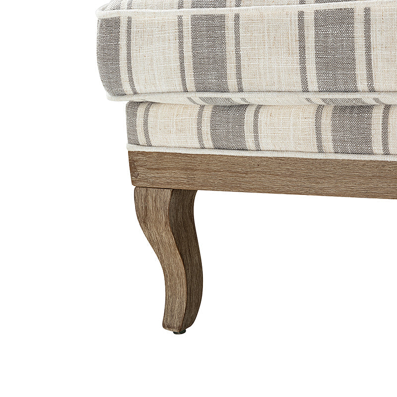 Randolph Romantic Upholstered Stripes Armchair with Solid Wood Armrests