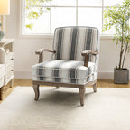 Randolph Romantic Upholstered Stripes Armchair with Solid Wood Armrests