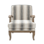 Randolph Romantic Upholstered Stripes Armchair with Solid Wood Armrests
