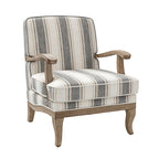 Randolph Romantic Upholstered Stripes Armchair with Solid Wood Armrests