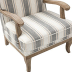 Randolph Romantic Upholstered Stripes Armchair with Solid Wood Armrests