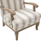 Randolph Romantic Upholstered Stripes Armchair with Solid Wood Armrests