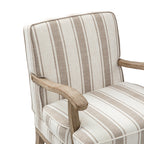 Randolph Romantic Upholstered Stripes Armchair with Solid Wood Armrests