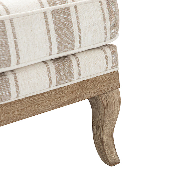 Randolph Romantic Upholstered Stripes Armchair with Solid Wood Armrests