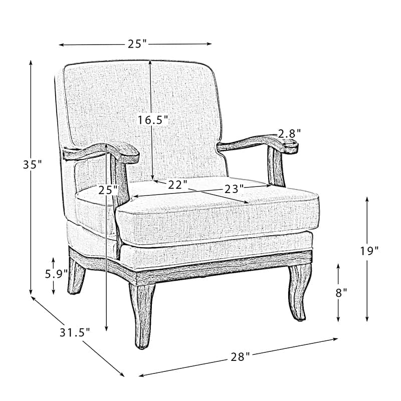 Randolph Farmhouse Upholstered Accent Chair with Wooden Legs(Optional Types)