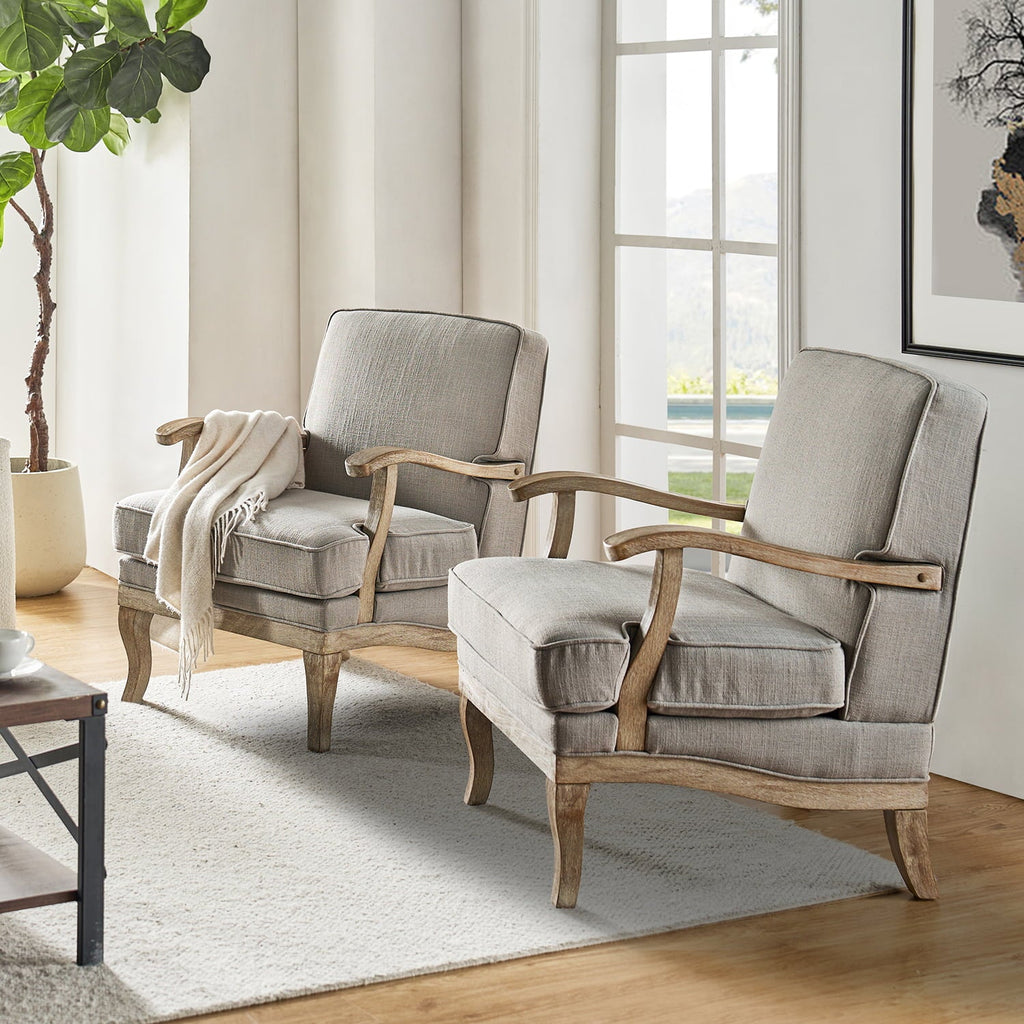 Randolph Farmhouse Upholstered Accent Chair with Wooden Legs(Optional Types)