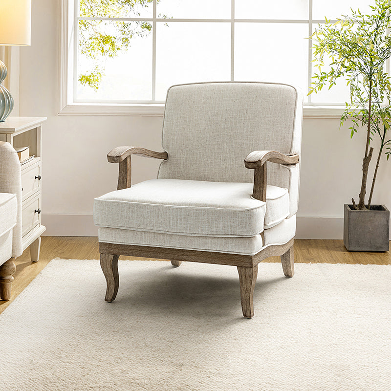 Randolph Farmhouse Upholstered Accent Chair with Wooden Legs(Optional Types)