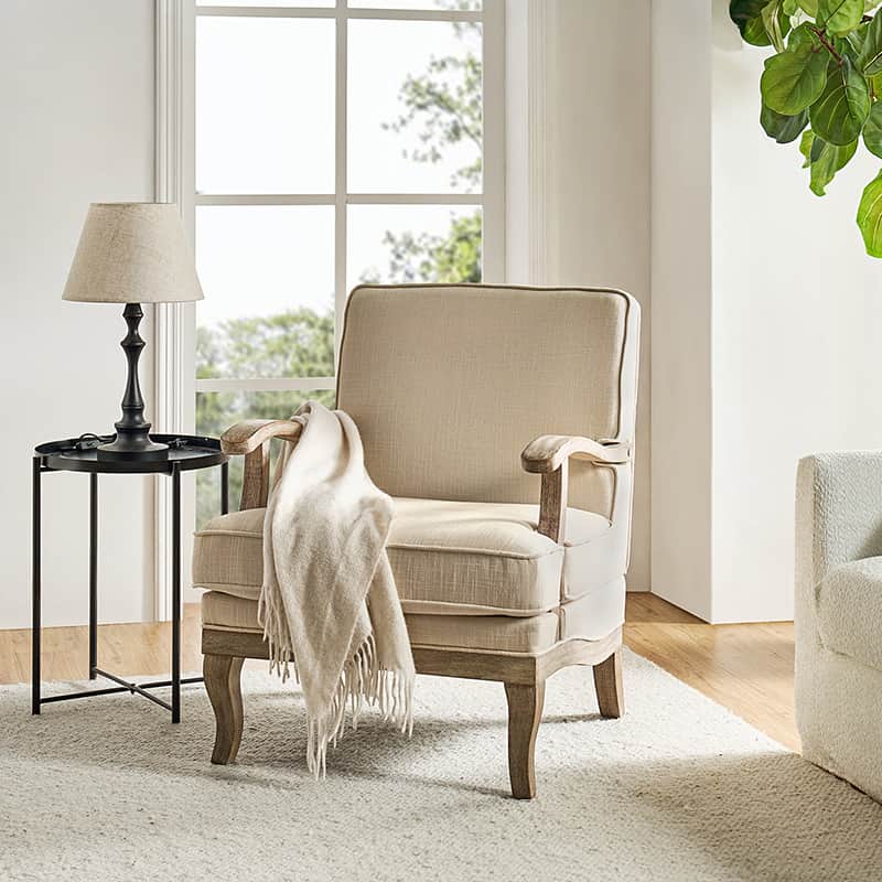 Randolph Farmhouse Upholstered Accent Chair with Wooden Legs(Optional Types)