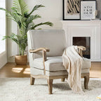 Randolph Farmhouse Upholstered Accent Chair with Wooden Legs(Optional Types)