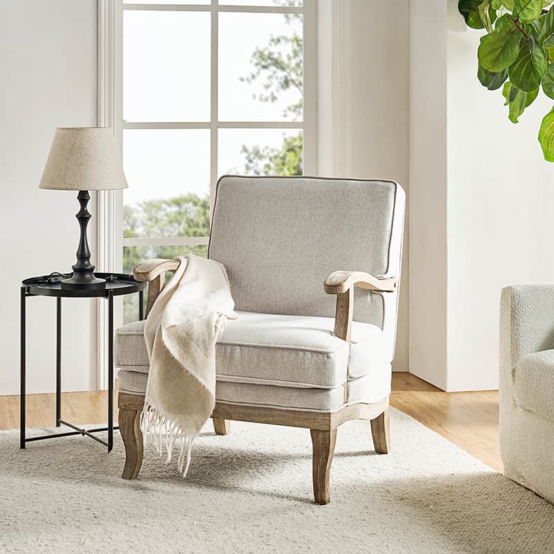Randolph Farmhouse Upholstered Accent Chair with Wooden Legs(Optional Types)