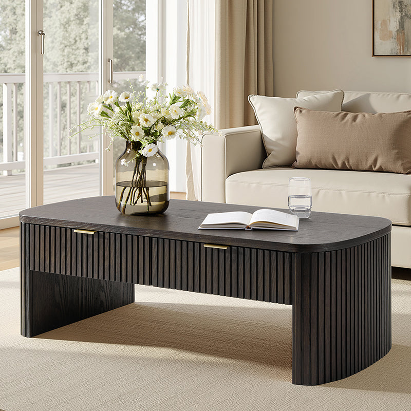 Filipo Modern Fluted Coffee Table with Drawers