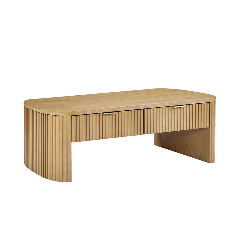 Filipo Modern Fluted Coffee Table with Drawers